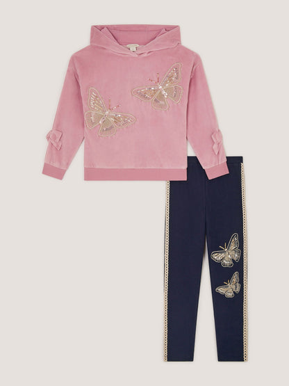 Dsiney Kidz - Monsoon Pink Sequin Butterfly Hoodie & Leggings Set image 2