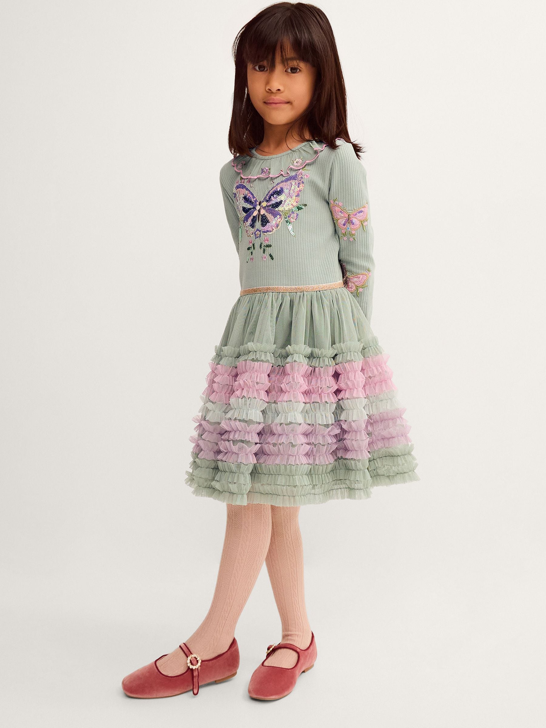 Dsiney Kidz - Monsoon Green Sequin Butterfly Ruffle Disco Dress image 1