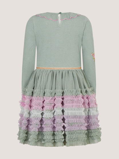 Dsiney Kidz - Monsoon Green Sequin Butterfly Ruffle Disco Dress image 3
