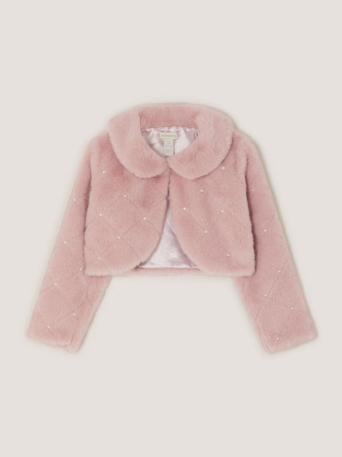 Dsiney Kidz - Monsoon Pink Posie Pearl Faux Fur Jacket image 1