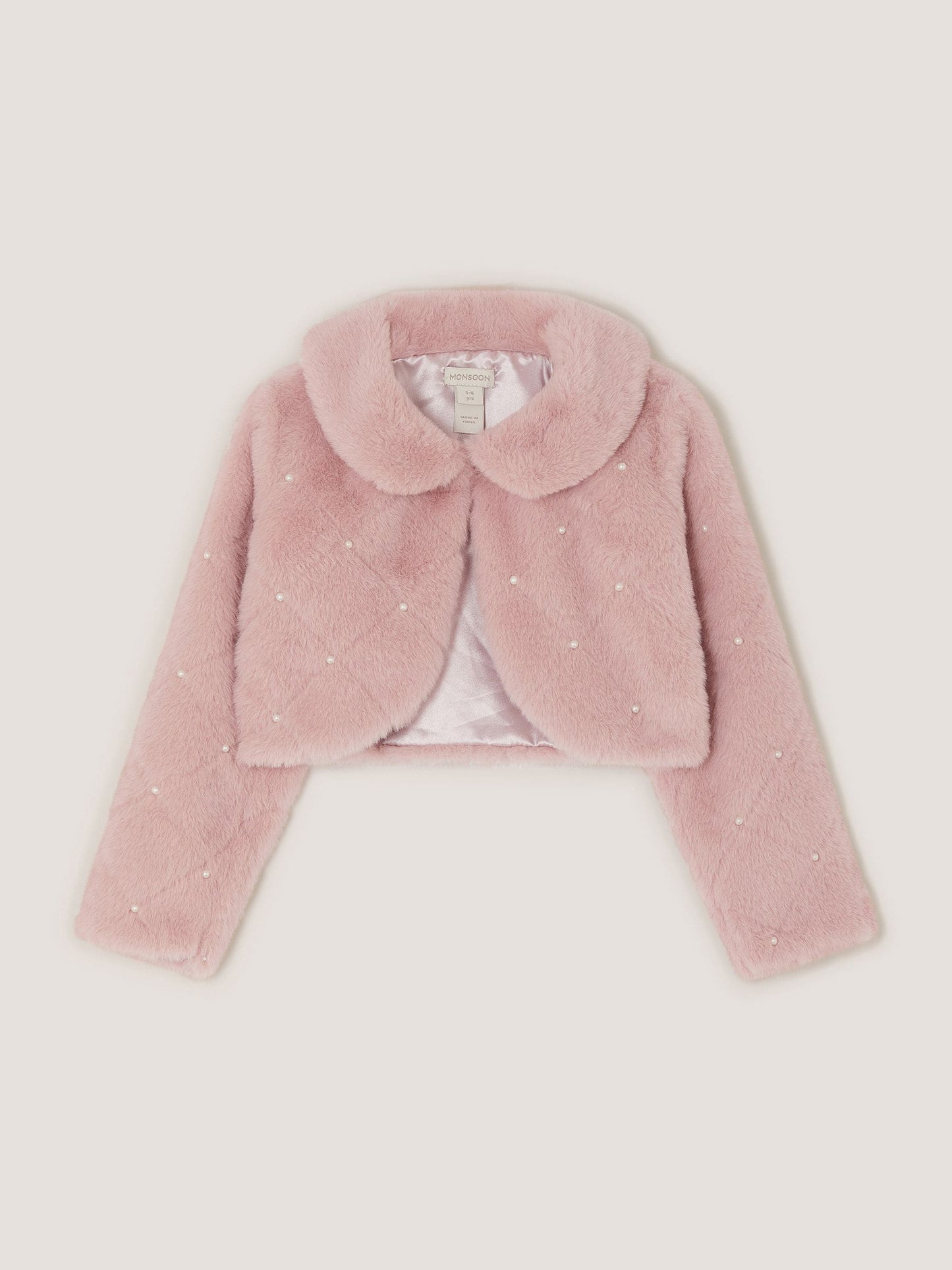 Dsiney Kidz - Monsoon Pink Posie Pearl Faux Fur Jacket image 1