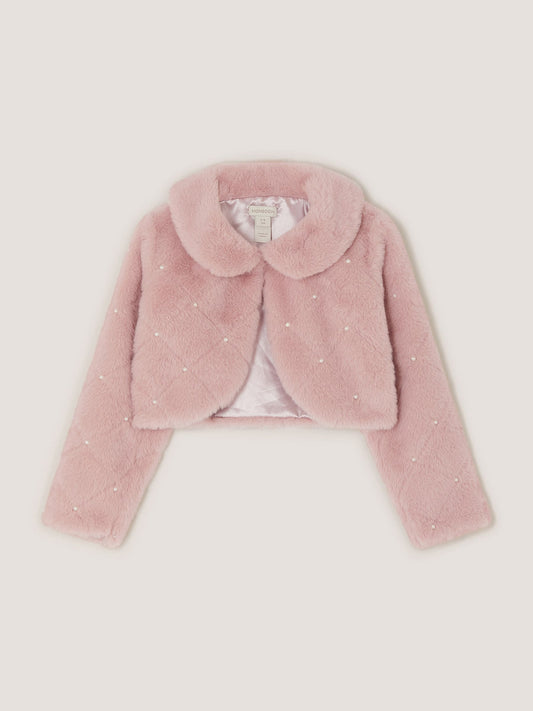 Dsiney Kidz - Monsoon Pink Posie Pearl Faux Fur Jacket image 1