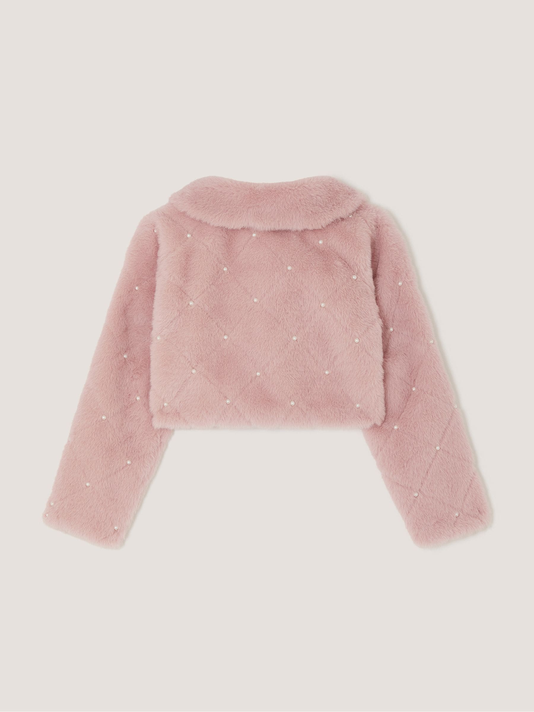 Dsiney Kidz - Monsoon Pink Posie Pearl Faux Fur Jacket image 2