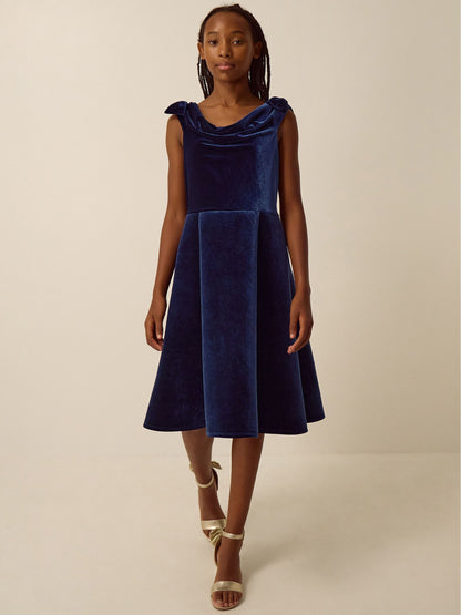 Dsiney Kidz - Monsoon Blue Margot Drape Velvet Party Dress image 1