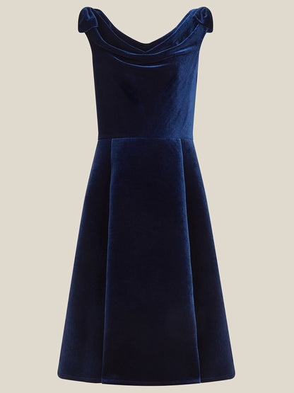 Dsiney Kidz - Monsoon Blue Margot Drape Velvet Party Dress image 2