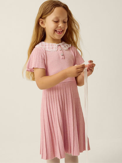 Dsiney Kidz - Monsoon Pink Maude Pearl Collar Knitted Dress image 1