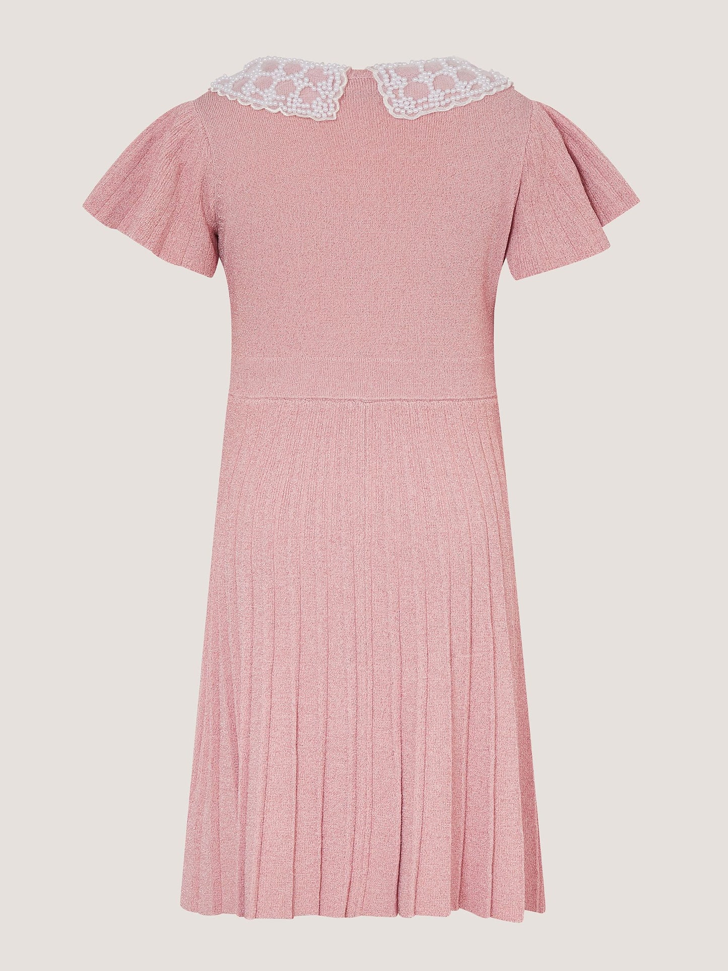 Dsiney Kidz - Monsoon Pink Maude Pearl Collar Knitted Dress image 3