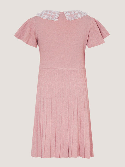Dsiney Kidz - Monsoon Pink Maude Pearl Collar Knitted Dress image 3
