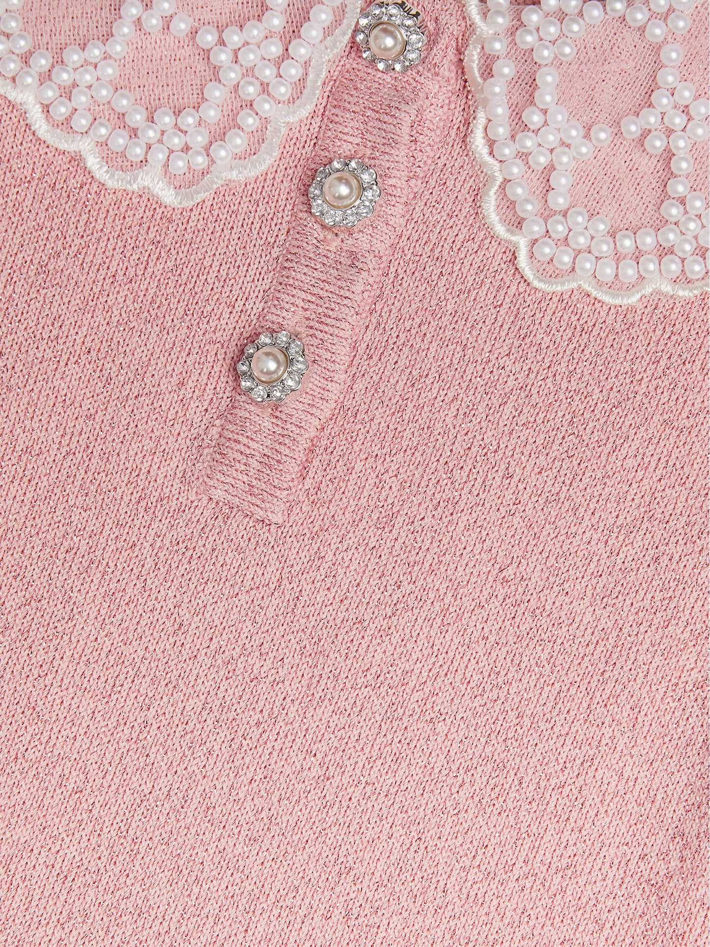 Dsiney Kidz - Monsoon Pink Maude Pearl Collar Knitted Dress image 4
