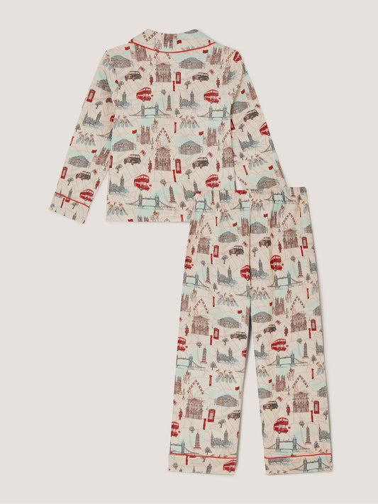 Monsoon Cream London Print Long Pyjamas Set - image 2