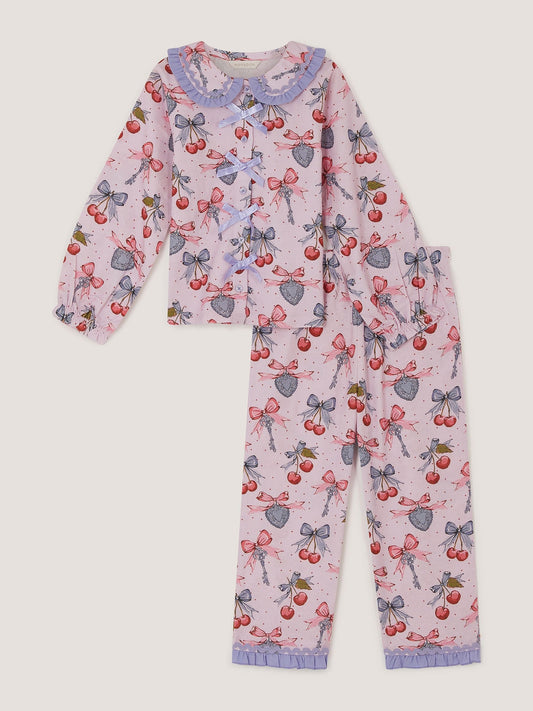 Dsiney Kidz - Monsoon Cream Cherry Bow Long Pyjamas Set image 1