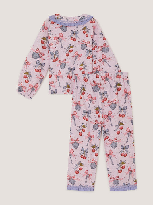 Dsiney Kidz - Monsoon Cream Cherry Bow Long Pyjamas Set image 2
