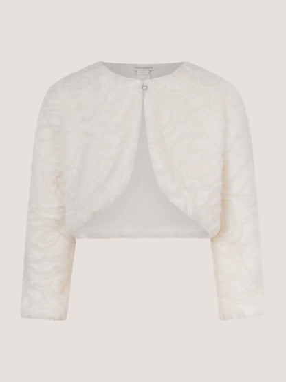 Dsiney Kidz - Monsoon Cream Rose Textured Faux Fur Cardigan image 2