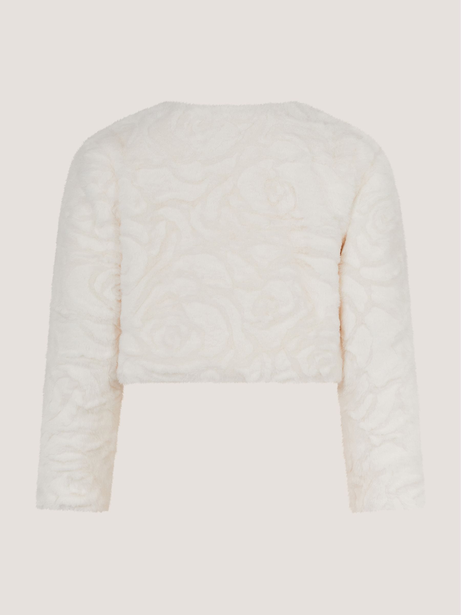 Dsiney Kidz - Monsoon Cream Rose Textured Faux Fur Cardigan image 3