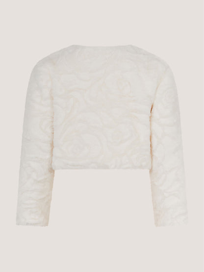 Dsiney Kidz - Monsoon Cream Rose Textured Faux Fur Cardigan image 3