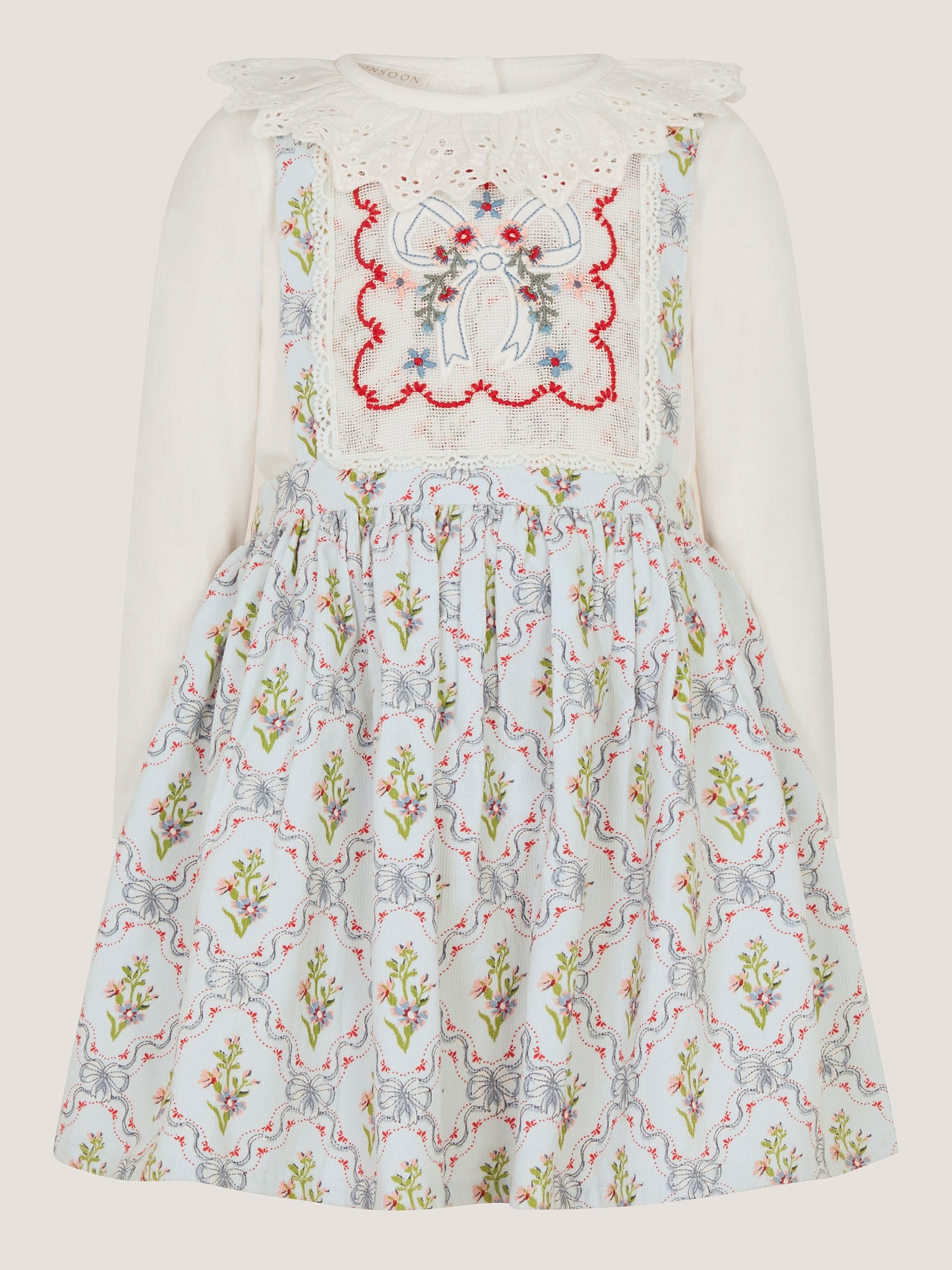 Dsiney Kidz - Monsoon Blue Baby Mon Cheri Pinafore Dress & Top Set image 2