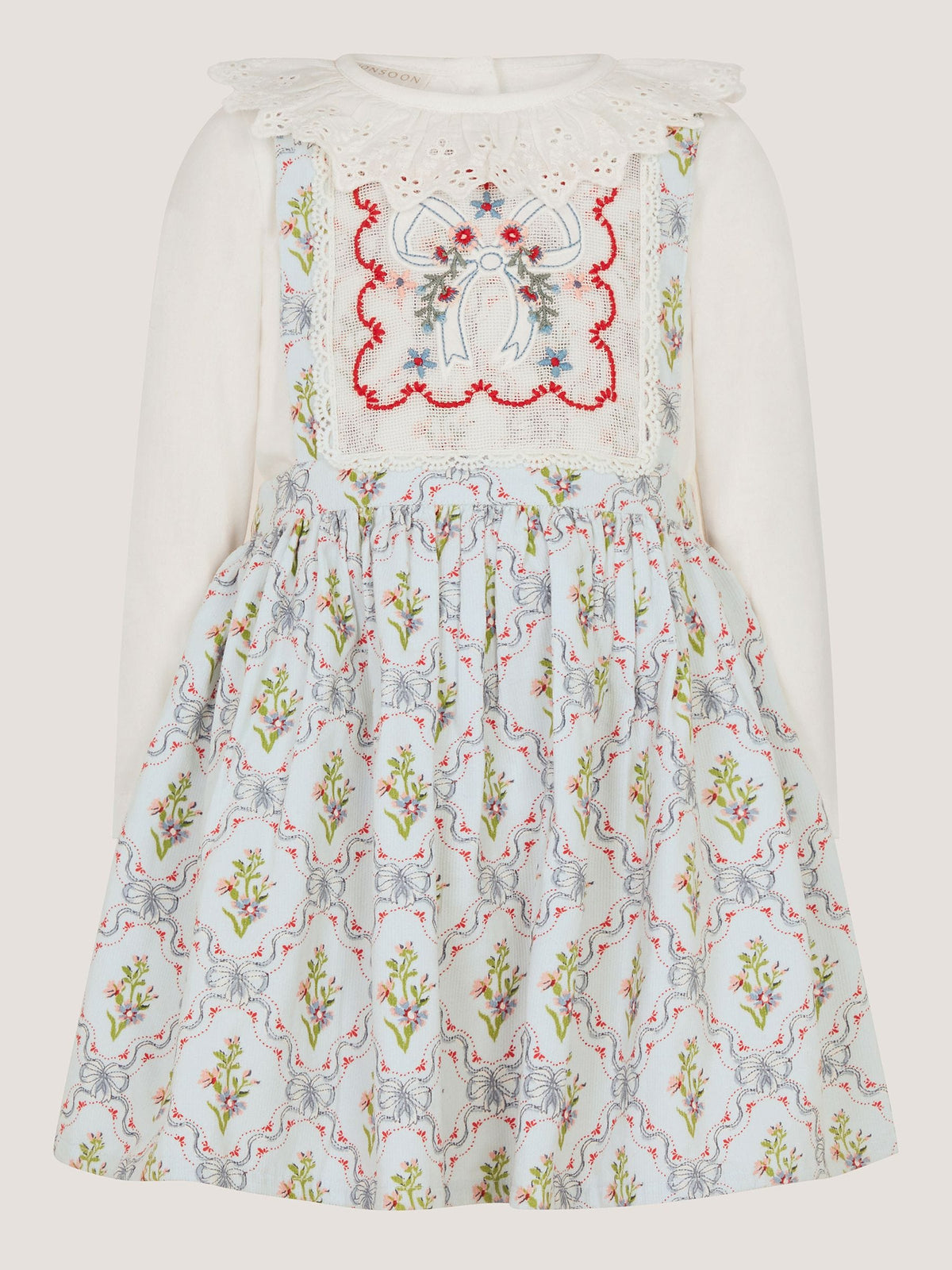 Dsiney Kidz - Monsoon Blue Baby Mon Cheri Pinafore Dress & Top Set image 2