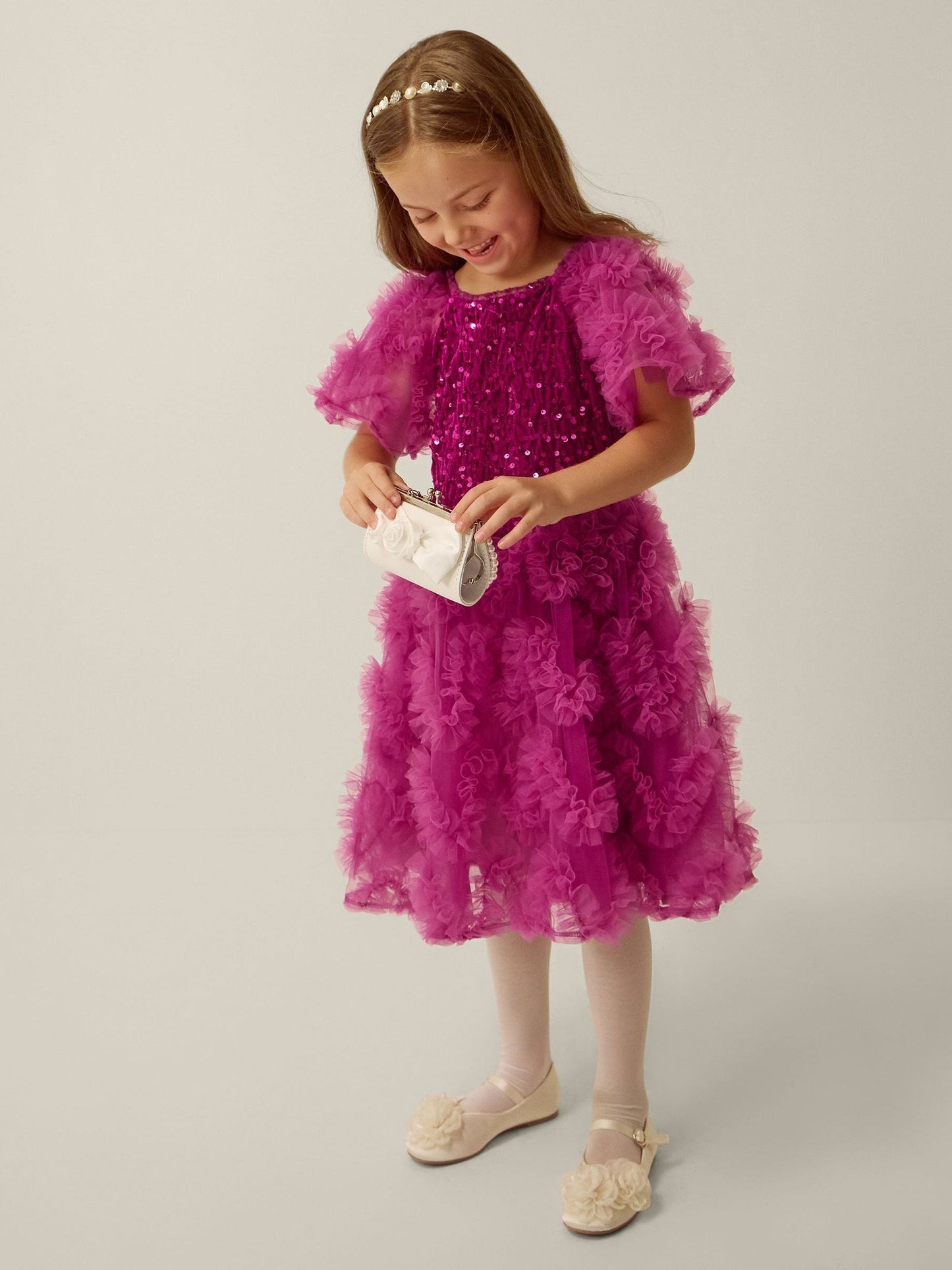 Dsiney Kidz - Monsoon Pink Cora Sequin Ruffle Party Dress image 1