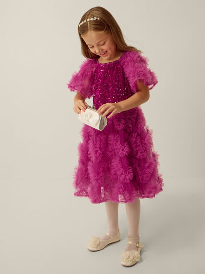 Dsiney Kidz - Monsoon Pink Cora Sequin Ruffle Party Dress image 1