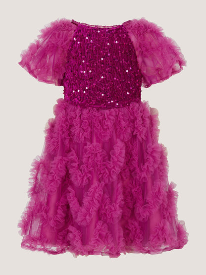 Dsiney Kidz - Monsoon Pink Cora Sequin Ruffle Party Dress image 2