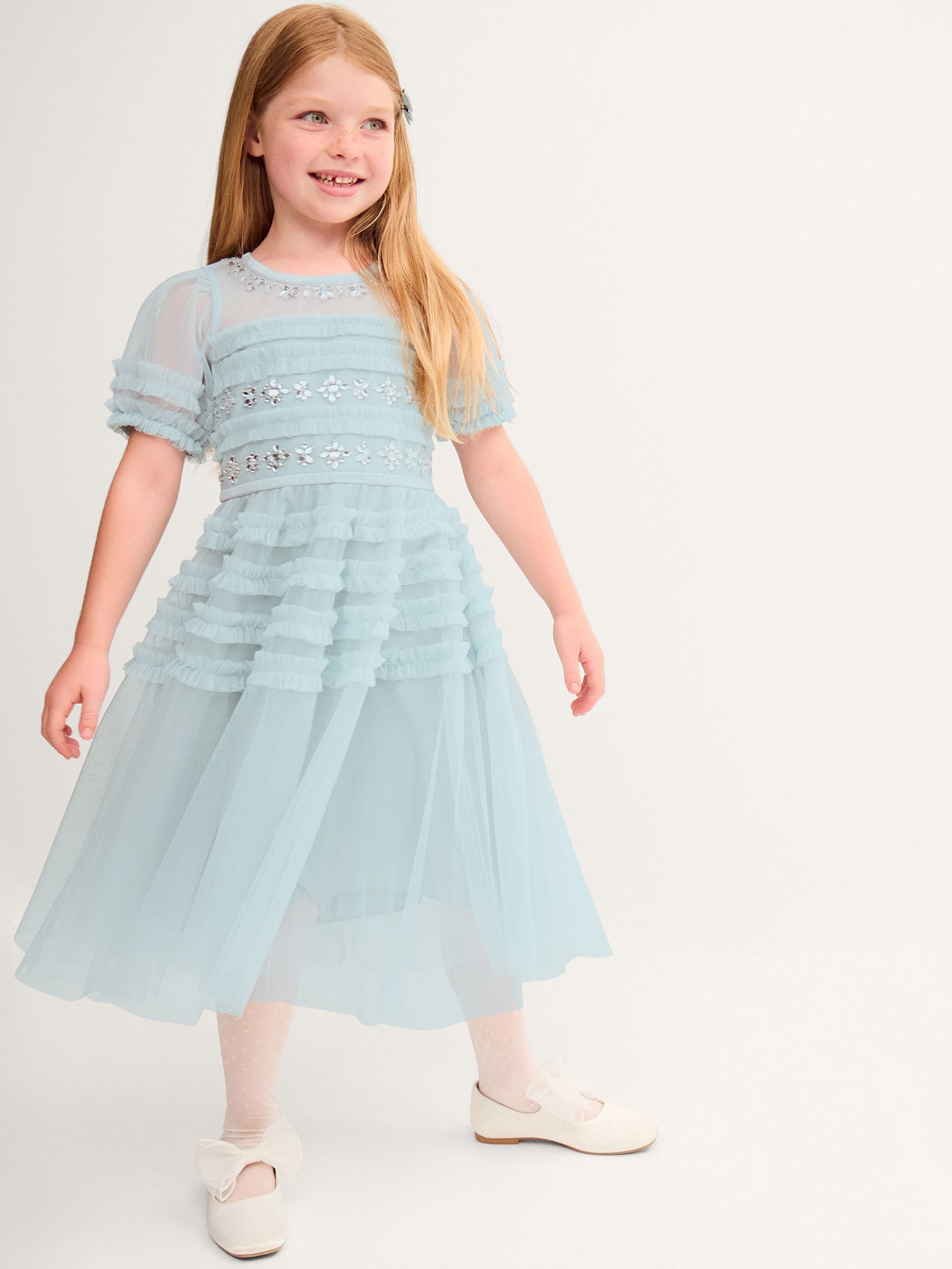 Dsiney Kidz - Monsoon Blue Natalia Embellished Ruffle Party Dress image 1