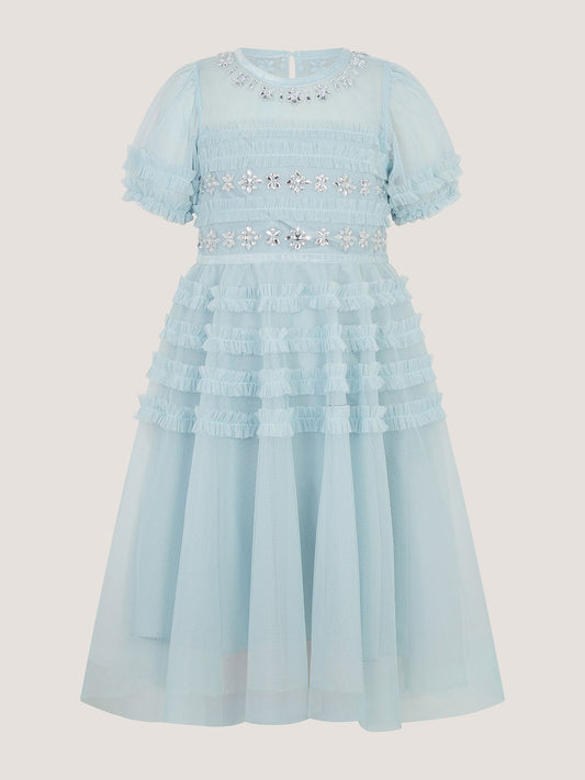 Dsiney Kidz - Monsoon Blue Natalia Embellished Ruffle Party Dress image 2
