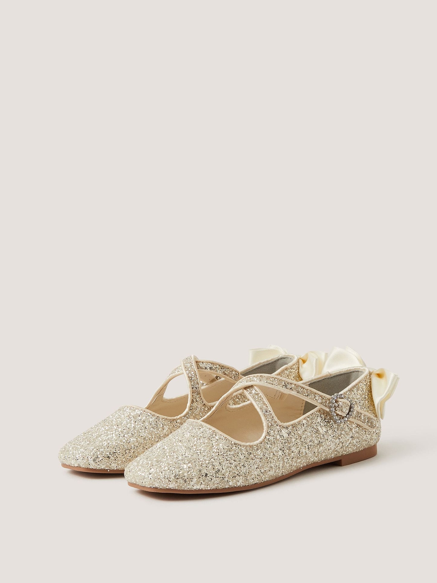 Dsiney Kidz - Monsoon Cream Glitter Crossover Ballet Flats image 1