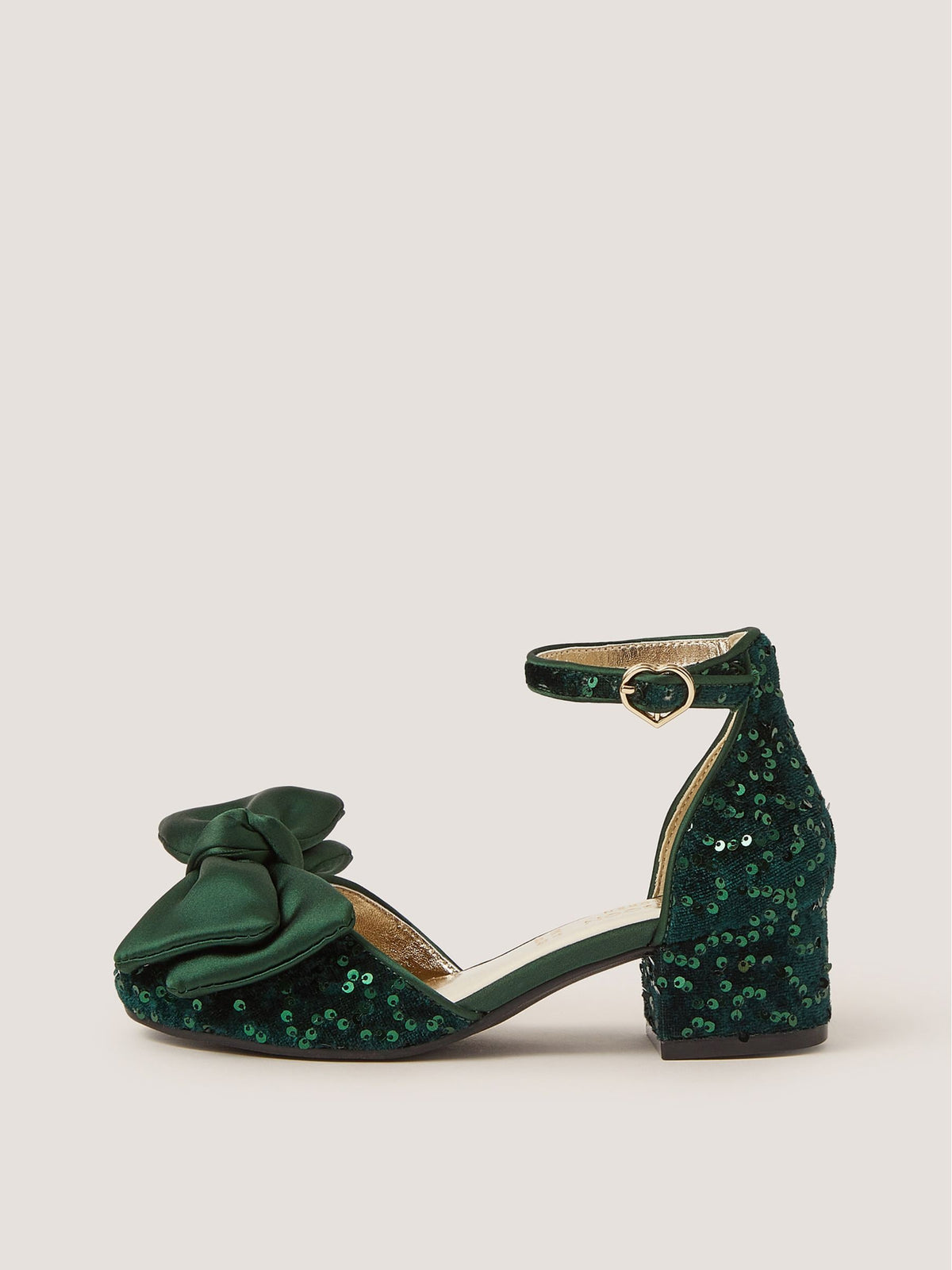 Dsiney Kidz - Monsoon Green Sequin Bow Velvet Two Part Heels image 2