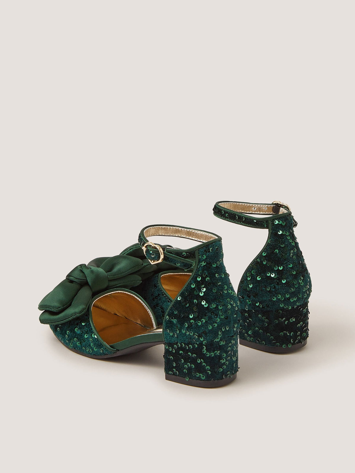 Dsiney Kidz - Monsoon Green Sequin Bow Velvet Two Part Heels image 3