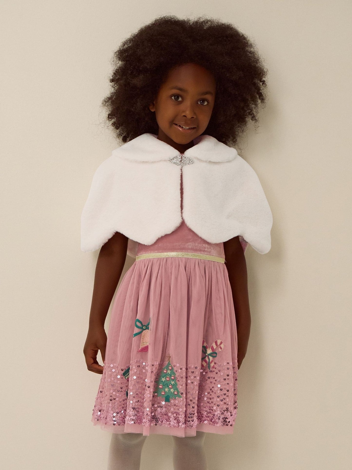 Dsiney Kidz - Monsoon Cream Scallop Faux Fur Cape Cardigan image 1