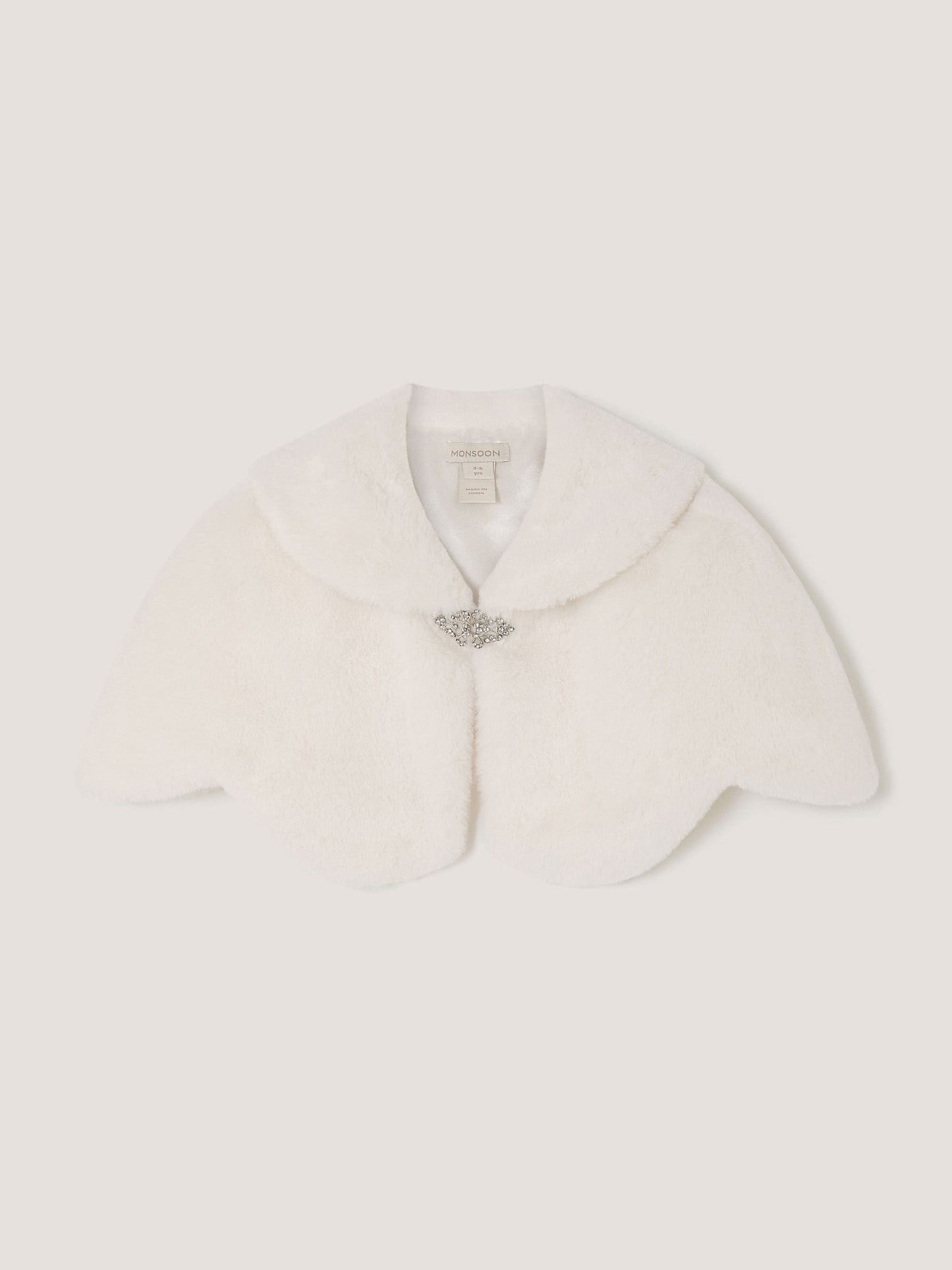 Dsiney Kidz - Monsoon Cream Scallop Faux Fur Cape Cardigan image 2