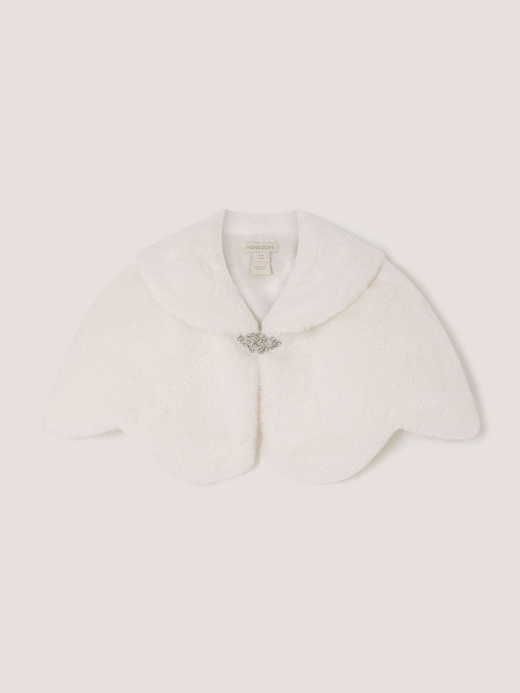 Dsiney Kidz - Monsoon Cream Scallop Faux Fur Cape Cardigan image 2