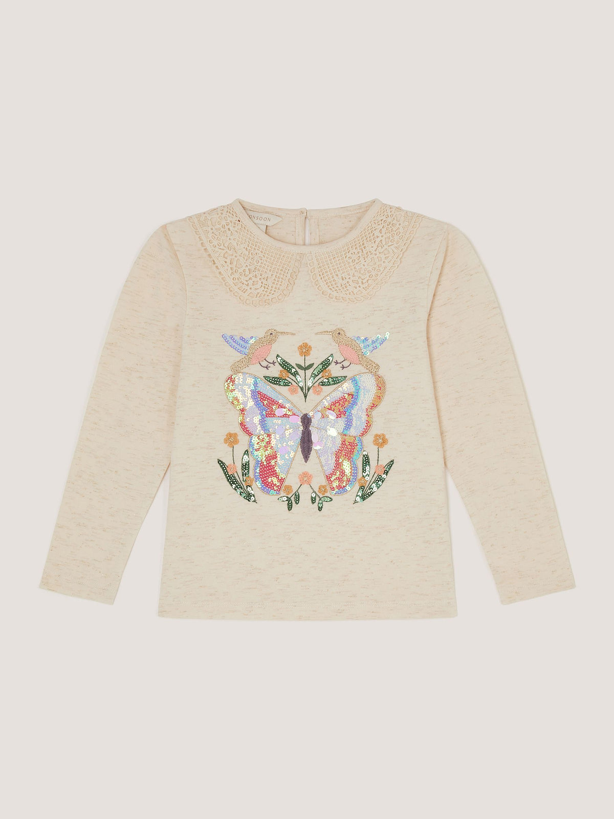 Dsiney Kidz - Monsoon Cream Sequin Butterfly Long Sleeve Top image 2