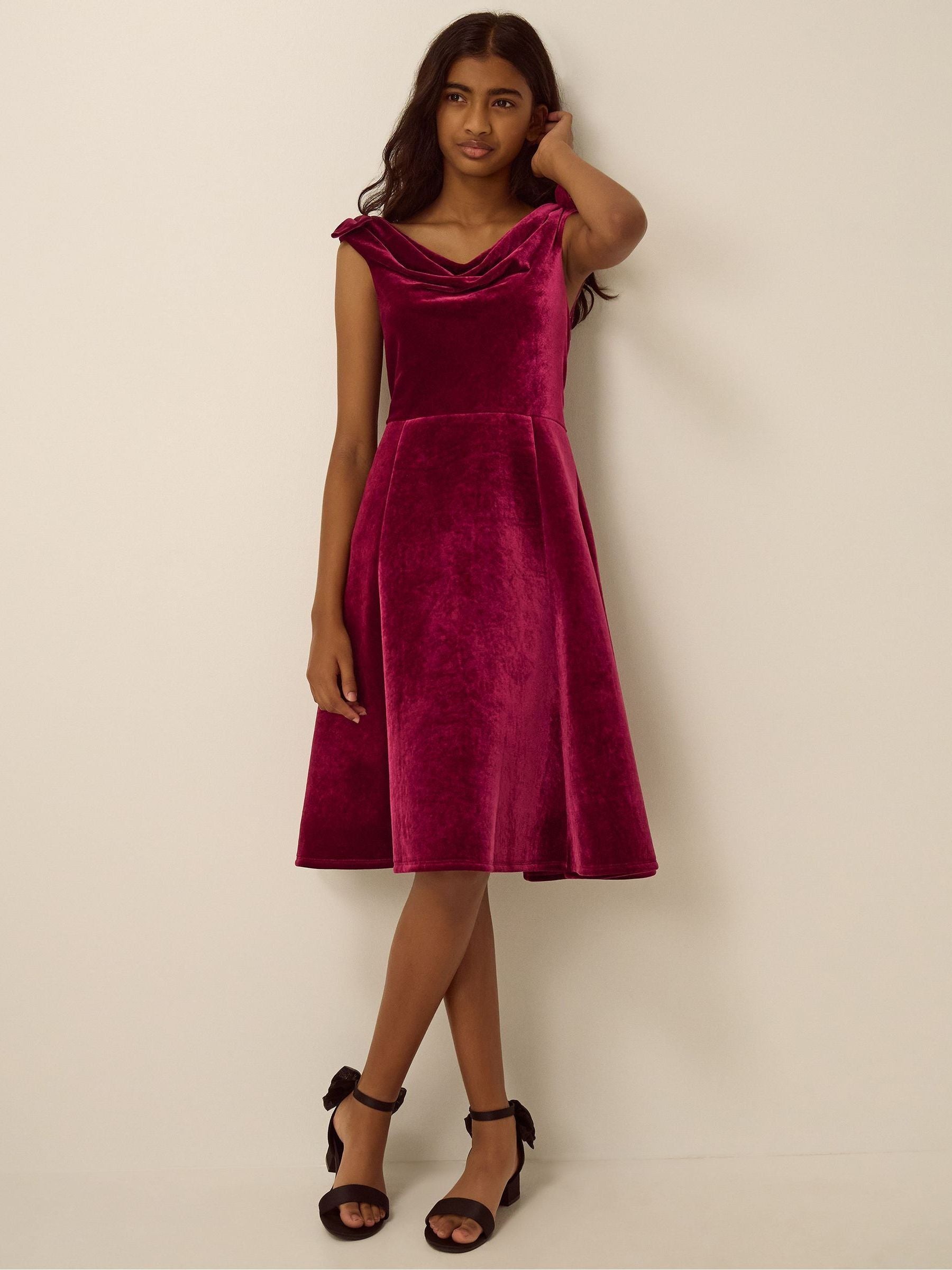 Dsiney Kidz - Monsoon Red Margot Drape Velvet Party Dress image 1