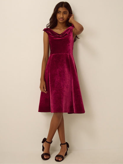 Dsiney Kidz - Monsoon Red Margot Drape Velvet Party Dress image 1