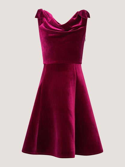 Dsiney Kidz - Monsoon Red Margot Drape Velvet Party Dress image 2