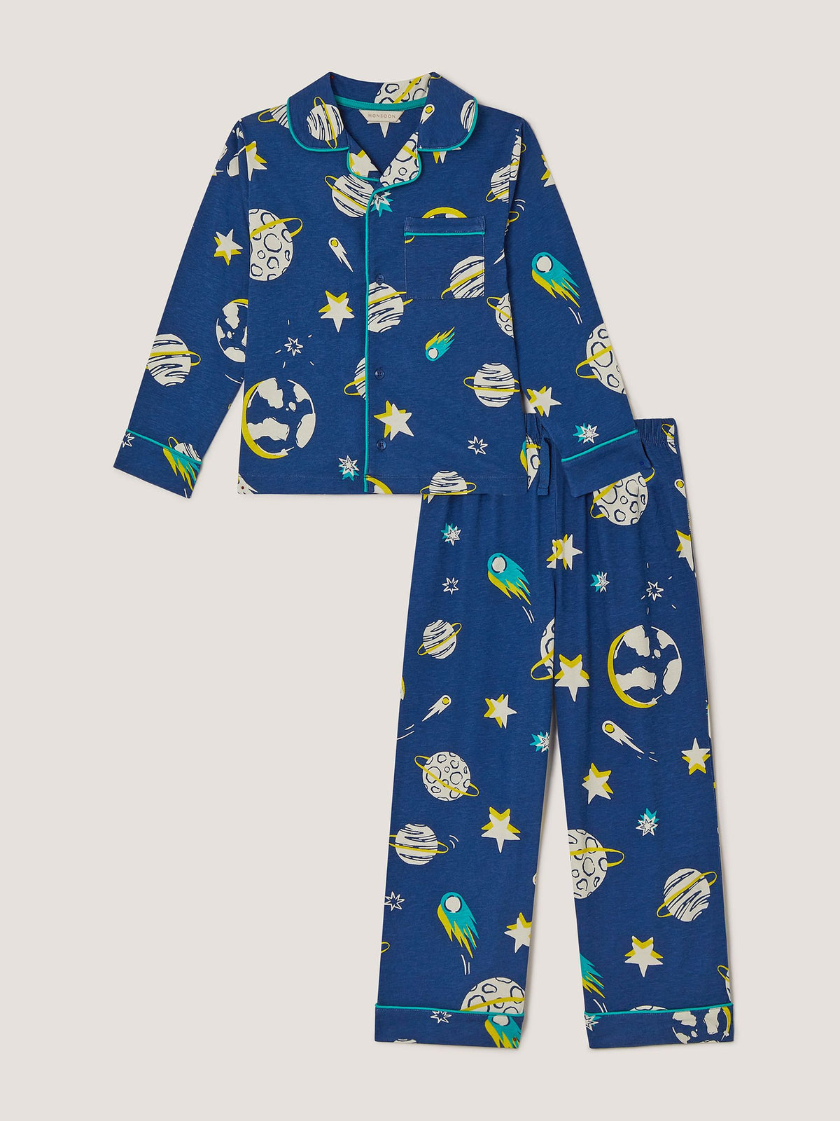 Monsoon Blue Space Print Jersey Long Pyjamas Set - image 1