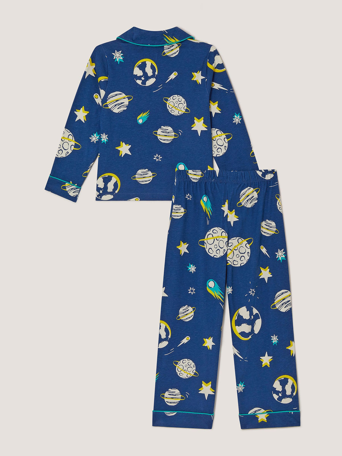 Monsoon Blue Space Print Jersey Long Pyjamas Set - image 2