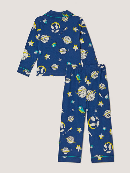 Monsoon Blue Space Print Jersey Long Pyjamas Set - image 2