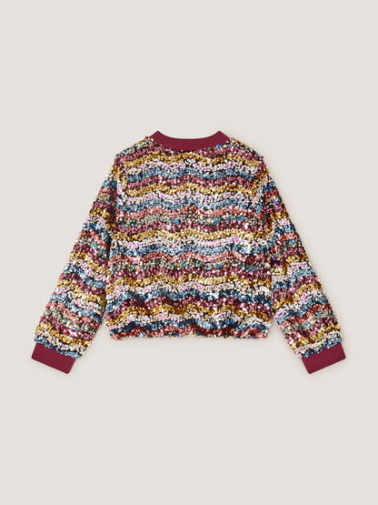 Dsiney Kidz - Monsoon Red Sequin Bomber Jacket image 3