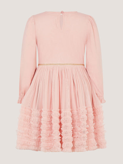 Dsiney Kidz - Monsoon Pink Sequin Floral Ruffle Disco Dress image 3