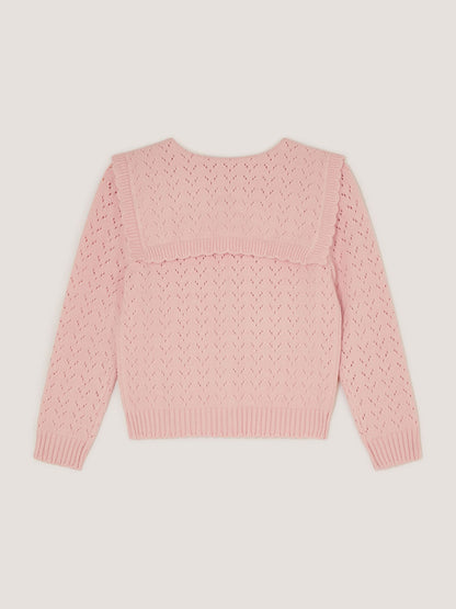 Dsiney Kidz - Monsoon Pink Sequin Bow Pointelle Cardigan image 3