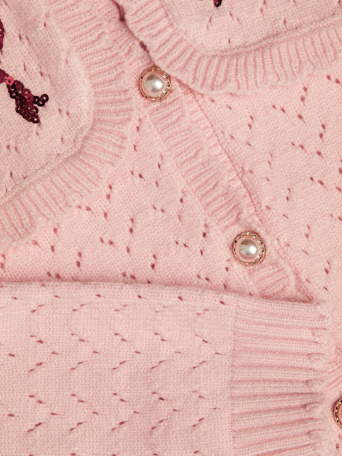 Dsiney Kidz - Monsoon Pink Sequin Bow Pointelle Cardigan image 4