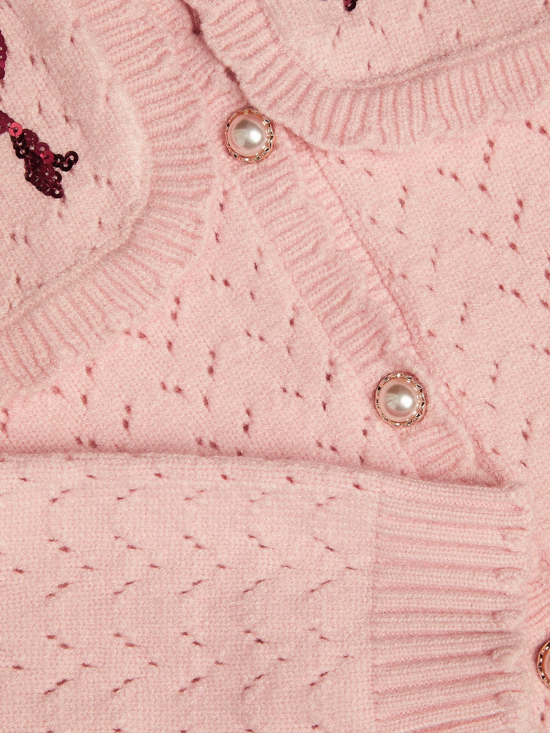 Dsiney Kidz - Monsoon Pink Sequin Bow Pointelle Cardigan image 4
