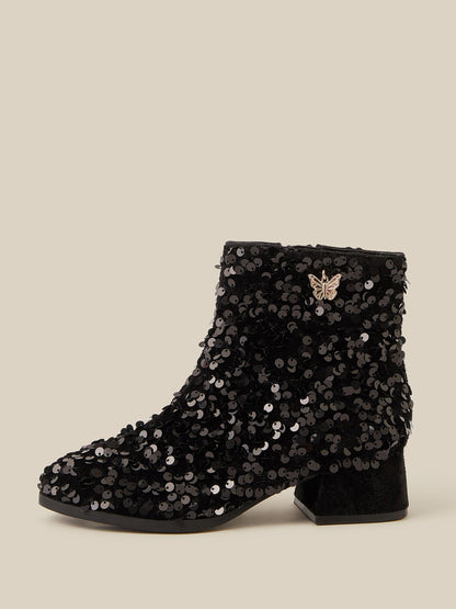 Monsoon Black Sequin Velvet Ankle Boots - image 2