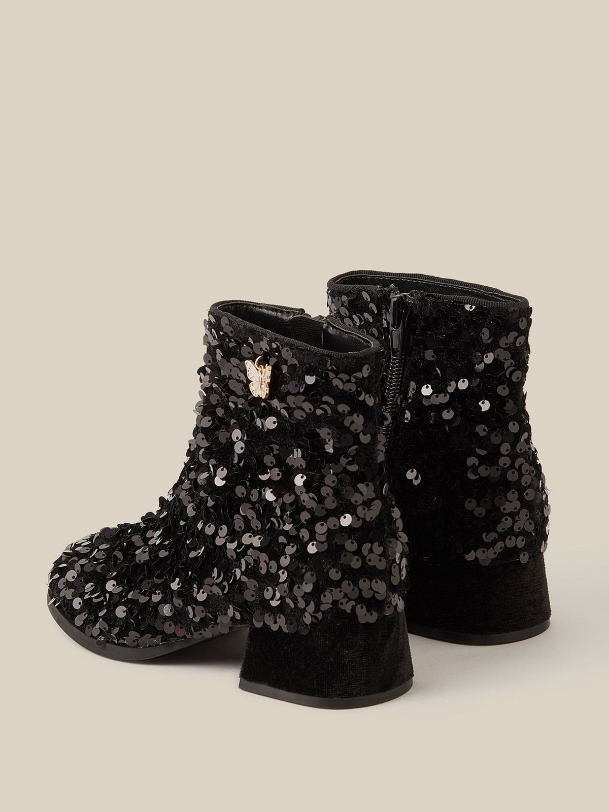 Monsoon Black Sequin Velvet Ankle Boots - image 3