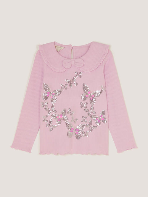 Dsiney Kidz - Monsoon Purple Sequin Butterfly Long Sleeve Top image 1