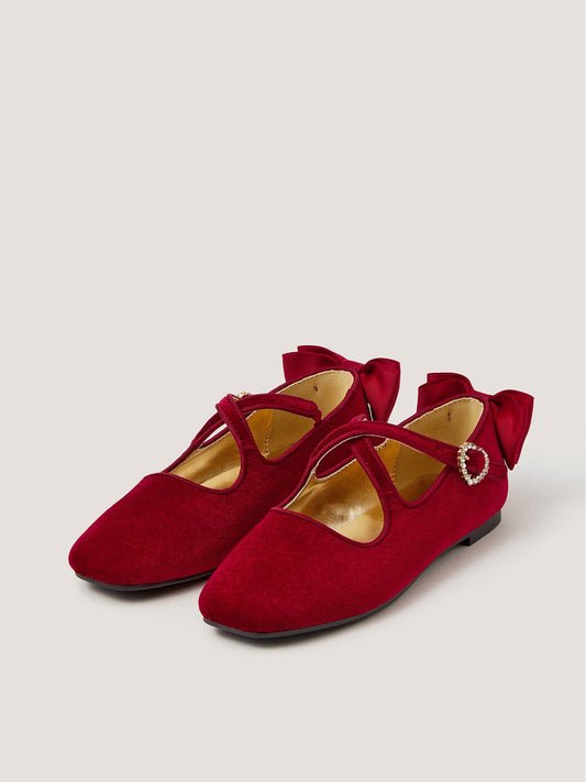 Dsiney Kidz - Monsoon Red Velvet Bow Mary Jane Ballet Flats image 1