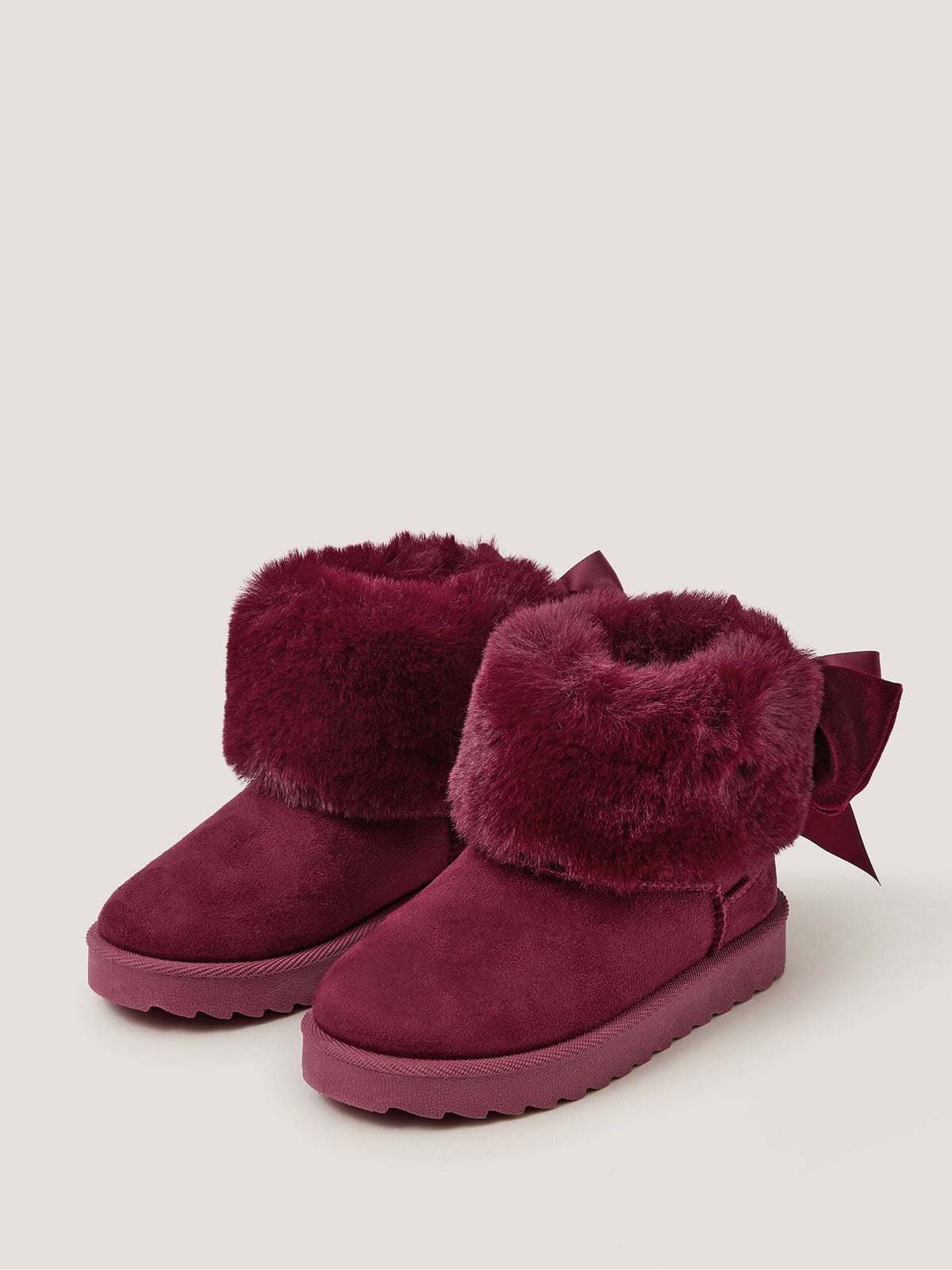 Dsiney Kidz - Monsoon Red Velvet Bow Fluffy Ankle Boots image 1