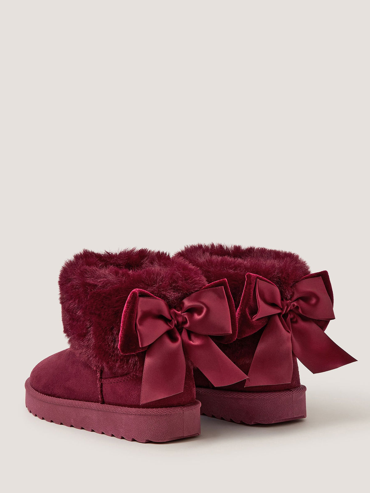 Dsiney Kidz - Monsoon Red Velvet Bow Fluffy Ankle Boots image 2